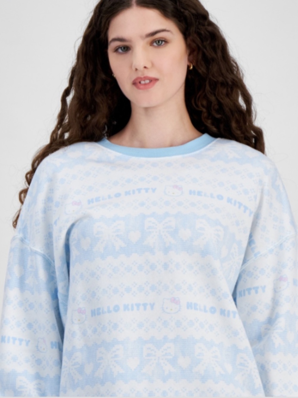 Grayson Threads, the Label Juniors' Hello Kitty Fair Isle Sweatshirt -SIZE M NWT - Picture 3 of 3